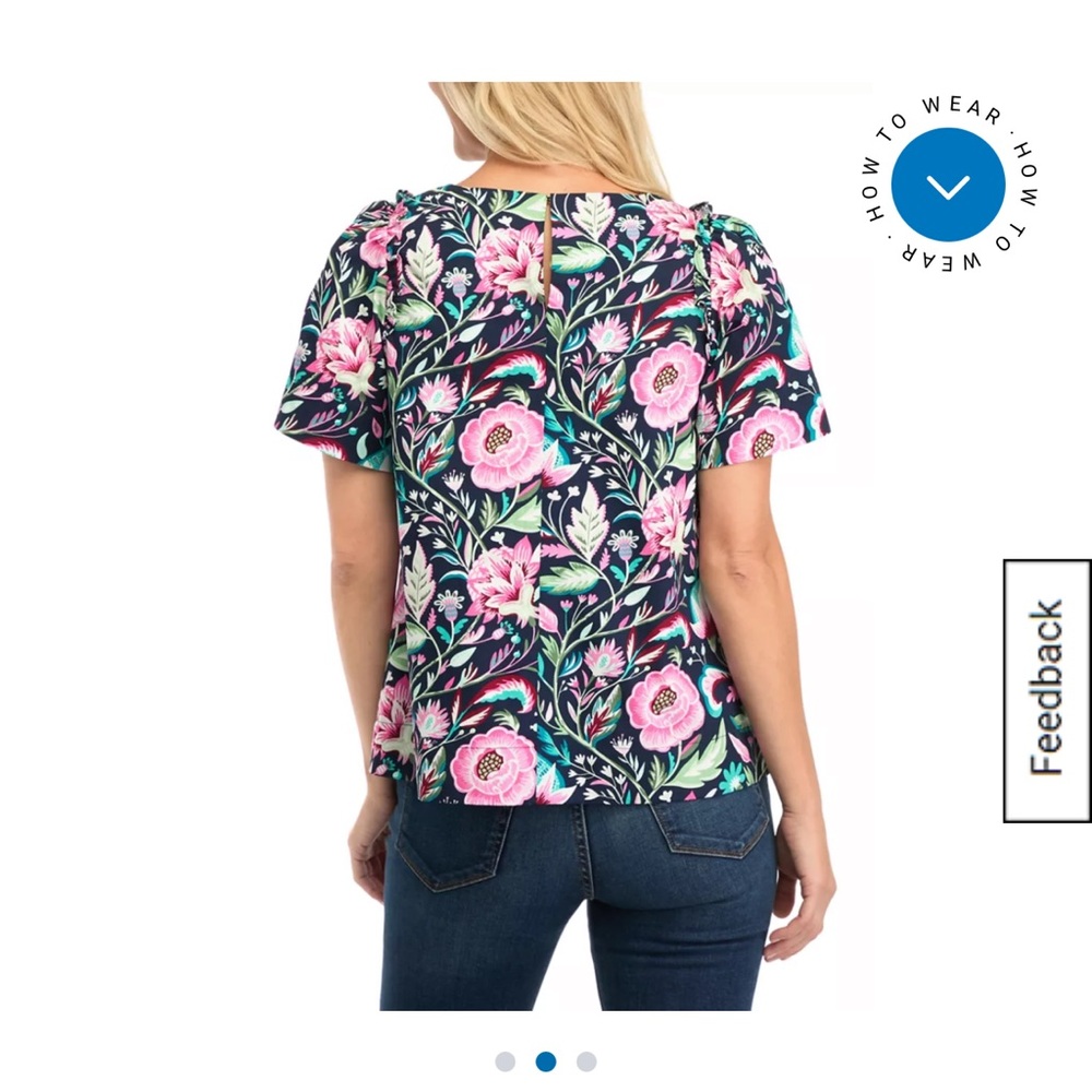 NWT crown & ivy Floral Blouse - Pink and Blue - Picture 2 of 16